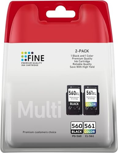 OLIGAVE 560 561 Patronen pg 560 XL Schwarz und cl 561 XL Ersatz für Canon 560 561 Patronen XL Canon Druckerpatronen 560 561 Tintenpatronen für Canon Pixma TS5350 TS7450 (1 Schwarz, 1 Dreifarbig)