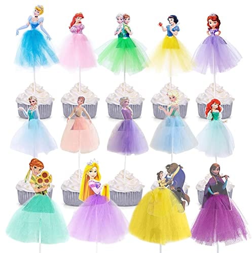 14 Stück Prinzessinnen Cake Toppers Geburtstag Princess Tortendeko Prinzessinnen Mädchen Topper Set für Mädchen Prinzessinnen Themenparty Geburtstag Party Kuchen Dekoration