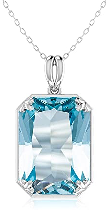 DJMJHG Klassische Original Anhänger Aquamarin Stein Sterling Silber Halskette Für Frauen Halskette Anhänger Bankett Zubehör