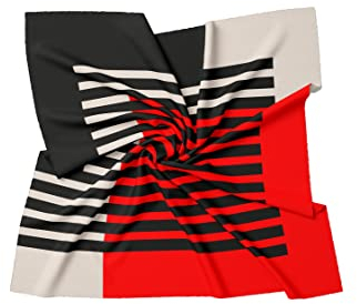 PB Pietro Baldini Halstuch Damen modernes Design Seidenähnlich Bandana in Twill - 60 x 60 cm - Schwarz rot