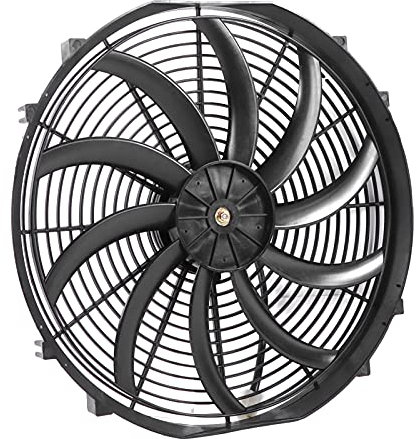 16 inches Electric Radiator Cooling Fan, DC 12V 120W 2250 Rpm Slim Fan, Universal 3000 Cfm Reversible Push or Pull with Mounting Kit, Engine Cooling Fan Replacement for Cars Trucks Rvs Modification