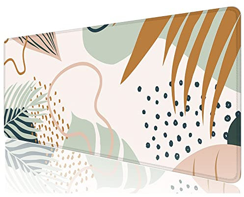 Niniubye Schreibtischunterlage, großes Mauspad, 81.3x30.5 cm XXL erweitertes Gaming-Mauspad, Desktop-Dekor Schreibtischunterlage, XL Mauspad für Laptop & Tastatur, Boho-Blätter