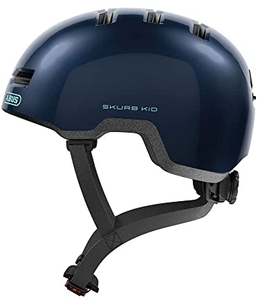 ABUS Kinderhelm Skurb Kid - robuster Fahrradhelm im Skater-Look mit Platz für einen Zopf und vielfältigen Designs - für Mädchen und Jungen - Blau, Größe S