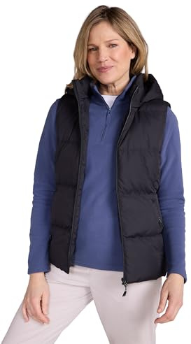 Mountain Warehouse Astral Womens Padded Gilet - Water Resistant Ladies Bodywarmer, Detachable Hood Vest, Microfibre Insulation - Spring Summer, Outdoors, Sports Black Women's Size 10