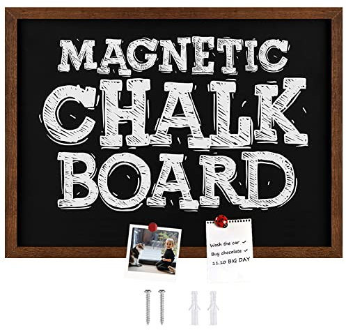 Okydoky Magnetische Kreidetafel mit Holzrahmen, Schreiben mit Kreide, zum vertikalen oder horizontalen Aufhängen, Magnetsammelbrett, mit Hanfseil zum Aufhängen, 43 * 58cm, HB-BN-4358