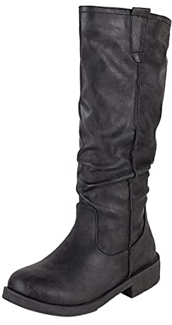 Scarpe Donna Invernali 2022 Donne Autunno Inverno Tinta Unita Vintage Tacco Basso Spesso Western Denim Tacco A Pieghe Stivali in Pelle Slim Mid Stivali