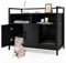 GYMAX Hidden Cat Litter Box Enclosure, Wooden Kitty Washroom Storage Cabinet Nightstand Side Table with Scratching Board and Shelves, Cat House Pet Crate for Kitten & Large Cat (Black)