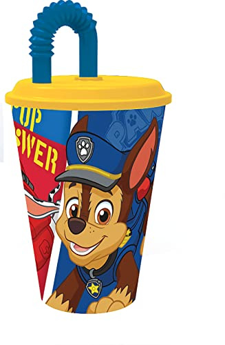 ALMACENESADAN 2066, Vaso caña reutilizable Patrulla Canina, Paw Patrol, libre de BPA, 430 ml