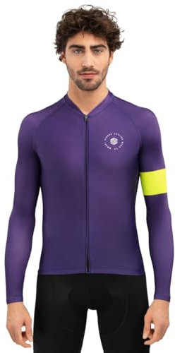 SIROKO - Langärmeliges Radtrikot M2 Bergen - M - Pflaume/Neongelb