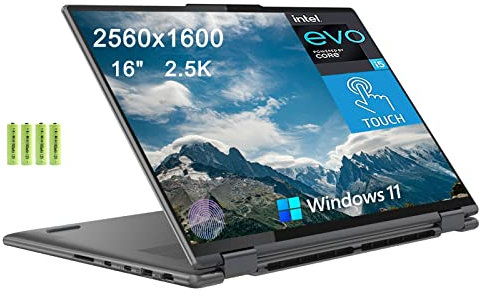 Lenovo Yoga 7i 16 2.5K (2560 x 1600) Touchscreen 2-in-1 Convertible Laptop Tablet, 12th Intel Evo Platform 12-Core i5-1240P, 8GB LPDDR5 RAM, 512GB SSD, Backlit KB, Fingerprint, Windows 11, w/Battery