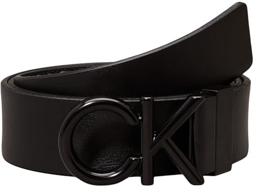 Calvin Klein Herren Gürtel Metal Bombe Mono zum Wenden, Schwarz (Ck Black Smooth/Classic Mono), 90 cm