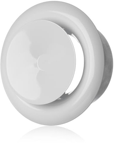 100mm Weiß Metall Tellerventil - Rund Zuluft Lüftungsventil - Anemostat, Diffusor, Lüftungsgitter