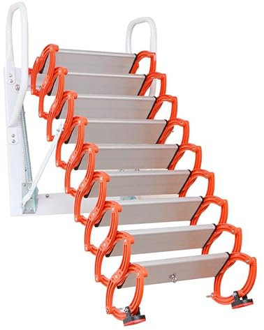 Dachbodenleiter Klappbare Dachbodenleiter, an der Wand montierte Dachbodentreppe, Titan-Magnesium-Legierung, herunterziehbare Dachbodenleiter für den Haushalt, rutschfeste Dachleiter