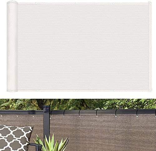 Balkon sichtschutz 80 x 350 cm Reißfest UV-Schutz atmungsaktiv Balkonsichtschutz Seitenmarkise mit Ösen und Kordel für Garten Balkon Terrasse Outdoor, Weiß