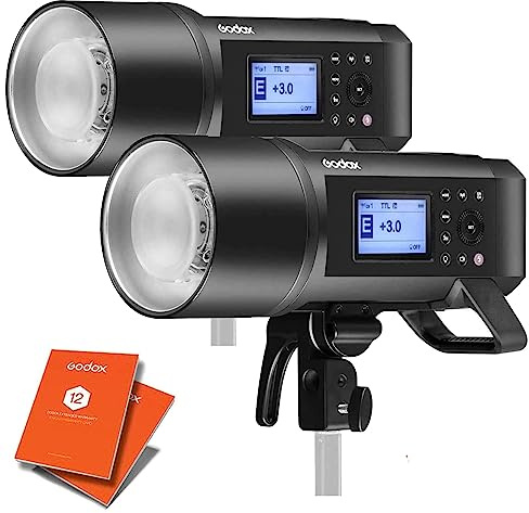 GODOX AD600 Pro TTL HSS Portable Studio Outdoor Flash | 2.4 Wireless System 1/8000s Lithium-ion Battery | Bowens S-Fit + 12 Month Extended Warranty Card (3 Yrs) Portrait Sports Outdoor | Twin Pack