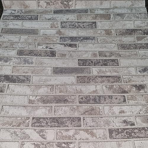SOPHIE LAURENCE Grey Brick Wallpaper Textured Thick Realistic Rustic 3D Stone Wall Effect - Chimney Breast Feature Wall Wallpaper