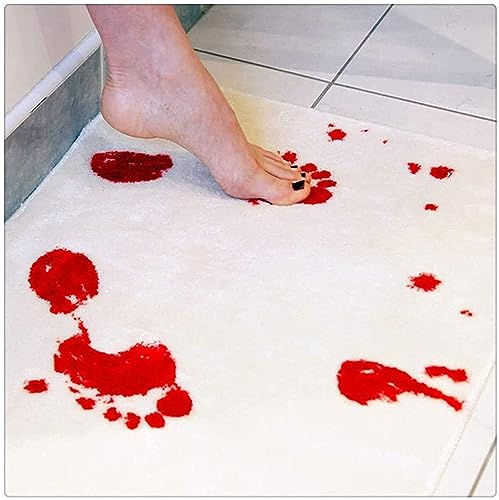 EHOTER Halloween Badematte Bloody Footprint Badematte ändert die Farbe wenn sie nass ist Rutschfester Teppich Halloween erschrecken Ihre Freunde Bettlaken für Dusche Bad