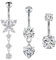 FECTAS 3pcs Bauchnabelpiercing 10mm Chirurgenstahl Silber Bauchpiercing Piercing Bauchnabel Schmuck Herz Schmetterling