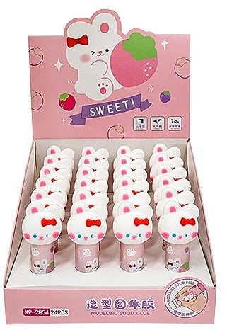 Glues Sticks, Cute Cartoon Plastic Solid Glues High Viscosity Glues Stick for Children Students Office Stationery Gift
