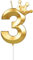 Yiran Gold 3rd Birthday Candles with Crown,3inch Giant Number 3 Candle, 3th Birthday Candle for Cake,Happy Birthday Candle,Cake Candles Cake Topper Decorations for Girls Boys Birthday Party Supplies