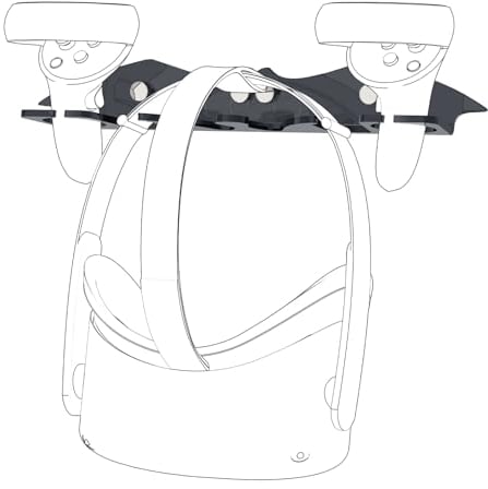 Geekria VR Wall Mount Stand Compatible with Meta Quest 3, Pro, 2, Valve Index, HTC Vive, PlayStation VR Game Accessories Storage Stand Holder Hook VR Headset (Black)