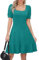 Missufe - Robe d'été pour femme - Trapèze à volants - Manche courte - Swing - Taille unique - Turquoise, M