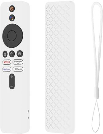 Custodia protettiva in silicone resistente anti-smarrimento per Xiaomi Mi TV Box S di seconda generazione, antiurto, guscio di protezione per telecomando Mi TV Stick (bianco)