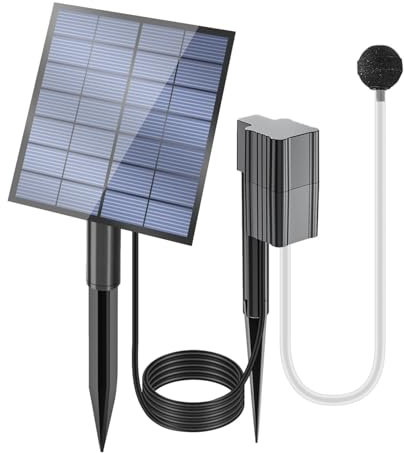 Laghetto alimentato a energia solare, luci per stagno alimentate, per bagno per uccelli, pompa solare per laghetto con 6 ugelli Filtro ad energia solare Caratteristiche dell'acqua per il giardino,