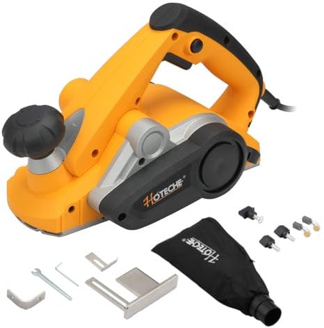 Hoteche Pialla elettrica 900 W, 82 x 3 mm – 16000 rpm, lame 65 mn, spina VDE, piastra in alluminio, accessori inclusi – nero e giallo