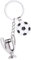 Porte-Clés de Voiture Forme Football Trophée Coupe du Monde Keychain Porte-Clés Créatif Pendentif Personnalisé avec Sachet en Velours Noir Accessoire Cadeau Décoration pour Voiture Argent