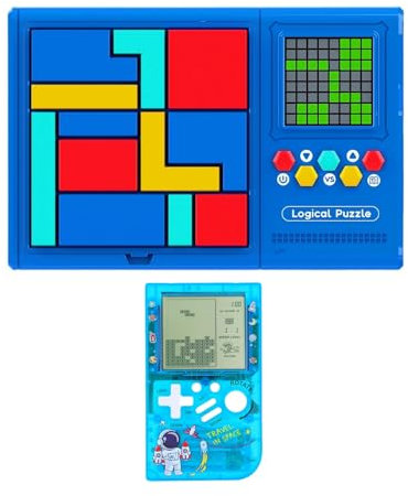HLF Intelligentes elektronisches Puzzle Blockspielkonsole 500 Level Labyrinth PK Konzentration/Logisches Denken Interaktiv für Eltern und Kinder Spielzeuge als Geschenke für Jungen/Mädchen (Blue)