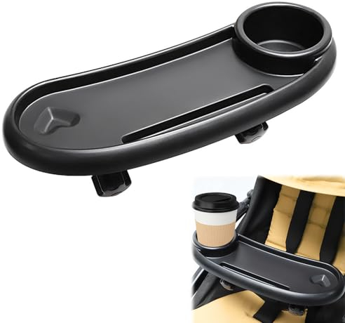 LYPPUL Universelles Kinderwagentablett, 3 In 1 Snack Tablett Für Kinderwagen mit Getränkehalter Kinderwagen Telefonhalter, Kinderwagen Essenstablett für Die Meisten mit Armlehnen