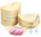 XIAQICA 120 Stück Holzschale Schiffchen aus Kiefernholz mit 1 Stück Silikon Clip 11,5 x 6,5cm Snackschale Fingerfood Schalen Biologisch Abbaubare für Fingerfood Currywurst Pommes Sushi Snackteller