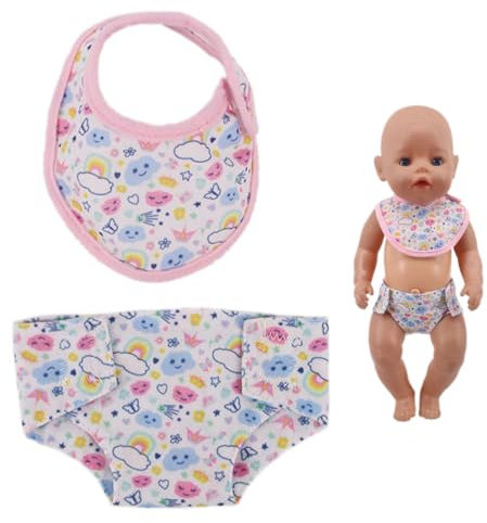 PRAOFRT 2-teiliges Set Puppenwindelnfür 36 cm Puppen Windeln Puppe Kleidung Babyspeicheltücher