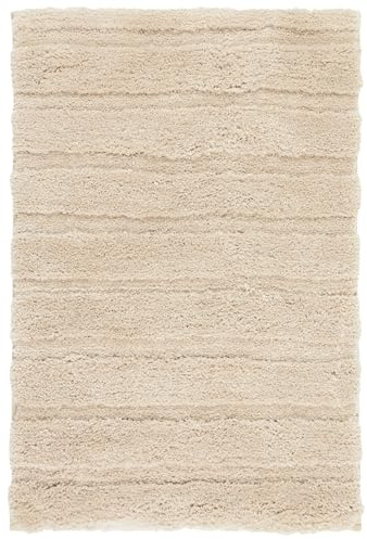 e-floor Badezimmerteppich - 60x90 cm - Badematte rutschfest Beige - Badteppich Langflor - Weich Badvorleger - Flauschig Duschvorleger - Bad Teppich für Dusche Fussbodenheizung Geeignet