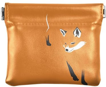 Petit porte-monnaie en cuir synthétique avec motif animal mignon renard orange à presser pour pièces de monnaie, cartes et essentiels, multicolore, Moderne