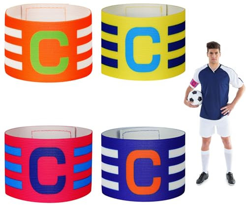 flintronic 4PCS Kapitänsband, Kapitän Armbinde, Gummielastische Armbinde, Spielführerbinde für Fußball und Rugby, Captains Armband, für für Erwachsene und Jugendliche- Schwarz