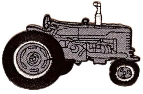 Traktor Grau Trecker Schlepper Aufnäher zum aufbügeln oder aufnähen Bügelbild Aufbügler für Kleidung gestickter Bügelpatch Applikation Zugmaschine Patch Größe 8,4 x 5,3 cm