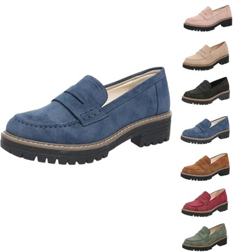 Mocasines con Plataforma, Mocasines Cómodos para Mujer, Mocasines con Plataforma para Mujer, Cómodos Y Sin Cordones, Moda Informal (Azul,39)