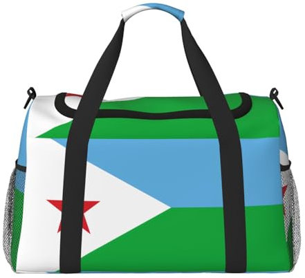 XZDAL Umhängetasche mit Flagge von Dschibuti mit großem Fassungsvermögen, strapazierfähigem Nylon-Reißverschluss und verstellbarem Riemen, Schwarz , Einheitsgröße