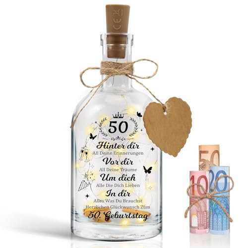 50e anniversaire cadeau d'argent femme homme lumière bouteille lumineuse anniversaire bouteille lumineuse 50e anniversaire lumière décorative pour anniversaire mariage Noël idées cadeaux