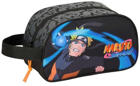 Safta Naruto - Trousse Scolaire Moyenne avec poignée, Trousse pour Enfant, Adaptable au Chariot, Facile à Nettoyer, Confortable et Polyvalent, qualité et résistance, 26 x 12 x 15 cm, Noir, M,