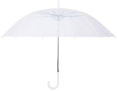 Durchsichtiger Regenschirm Transparent, Automatisch öffnender Groß transparenter Regenschirm mit großer Schirmkuppel, Wind- & Wasserdichter Stockschirm für Reisen oder Hochzeiten (Klar Weiß-16 Rippen)