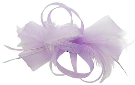 Finecy In NEW Women Ladies Fascinator Ribbon Flower Feather with Headband Clip Wedding Party Ascot Prom Day (Lilac)