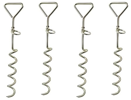 MIXEL Outdoor Tie Stake, Corkscrew Design For Strong Ground Anchor, Secure Leash Anchor For Dogs And Other Pets, Easy To Install (4 PCS)