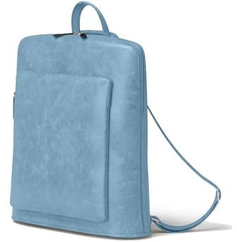 KMISSO Damen Rucksack Tasche City Shopper Eleganter Veganer Kunstleder 30605 (Blue J)