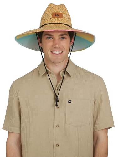 Quiksilver Men's Wide Brim Outdoor Lifeguard Straw Sun Hat, Papaya, L-XL