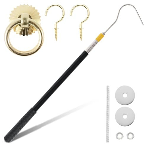 Attic Ladder Pull Down System Kit, Loft Ladder Pole with Hook, 52-160cm Telescopic Loft Hatch Pole, Pull-Out Hook Accessories Kit Tools for Home Hotel Apartment Lofts