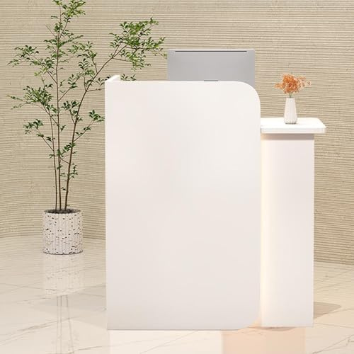 80 cm Schreibtisch mit abschließbarer Schublade, beleuchtete Bürotheke, elegante Empfangsmöbel für Zuhause, Salon und Geschäft, stilvoller Empfangstresen & Willkommens-Tresen