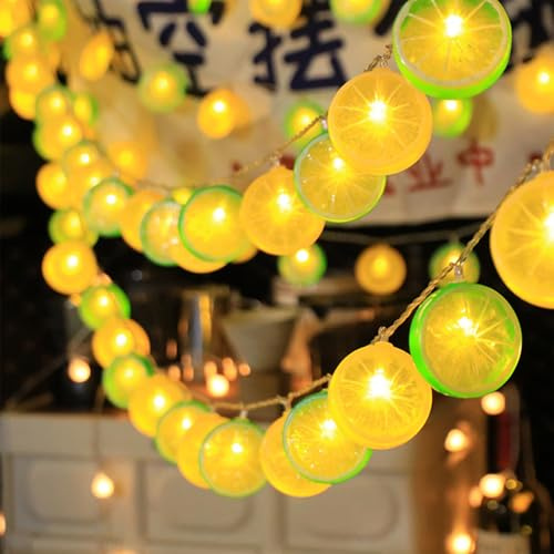 Lichterkette Zitrone,1.5M 10LED Zitronen Lichterkette,Lichterkette Limette,Zitronen Lampe,Dekoratives Licht für Terrasse Wohnzimmer Bar Party Hochzeit Garten Weihnachtsdekor Innen und Außen